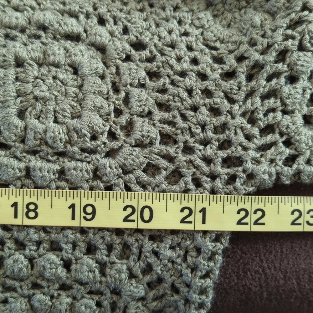 Zara Moss Green Limited Edition Crocheted Scoop Neck Sweater Size Small